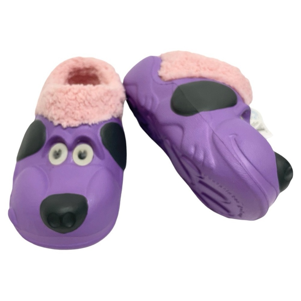 Polliwalks lilac puppy fleece lined clogs 10 toddler new